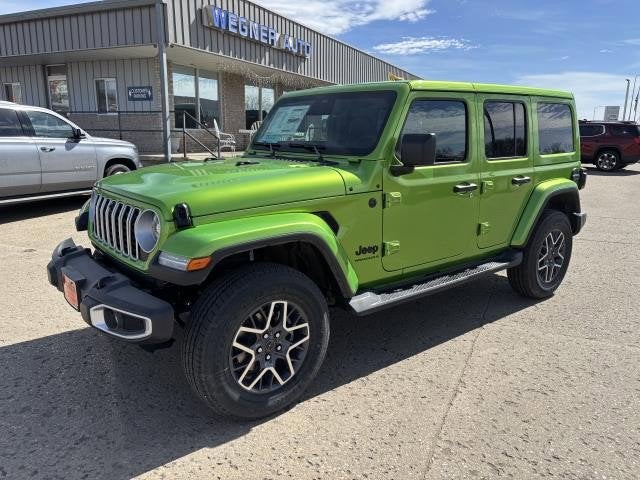2026 Jeep Wrangler WRANGLER 4-DOOR SAHARA in Mojito Clear-Coat Exterior Paint — front three-quarter view