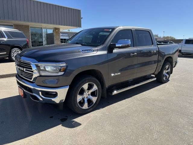 2024 RAM 1500 Laramie Crew Cab 4x4 5'7' Box in Granite Crystal Metallic Clearcoat — front three-quarter view