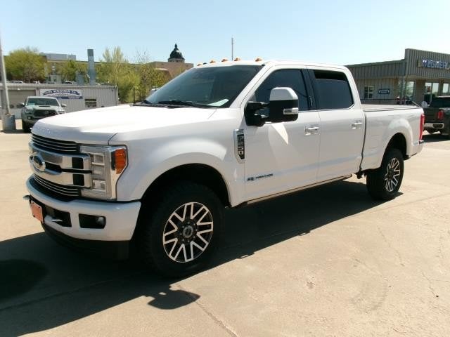 2018 Ford F-250 Limited in White Platinum Metallic Tri-Coat — front three-quarter view