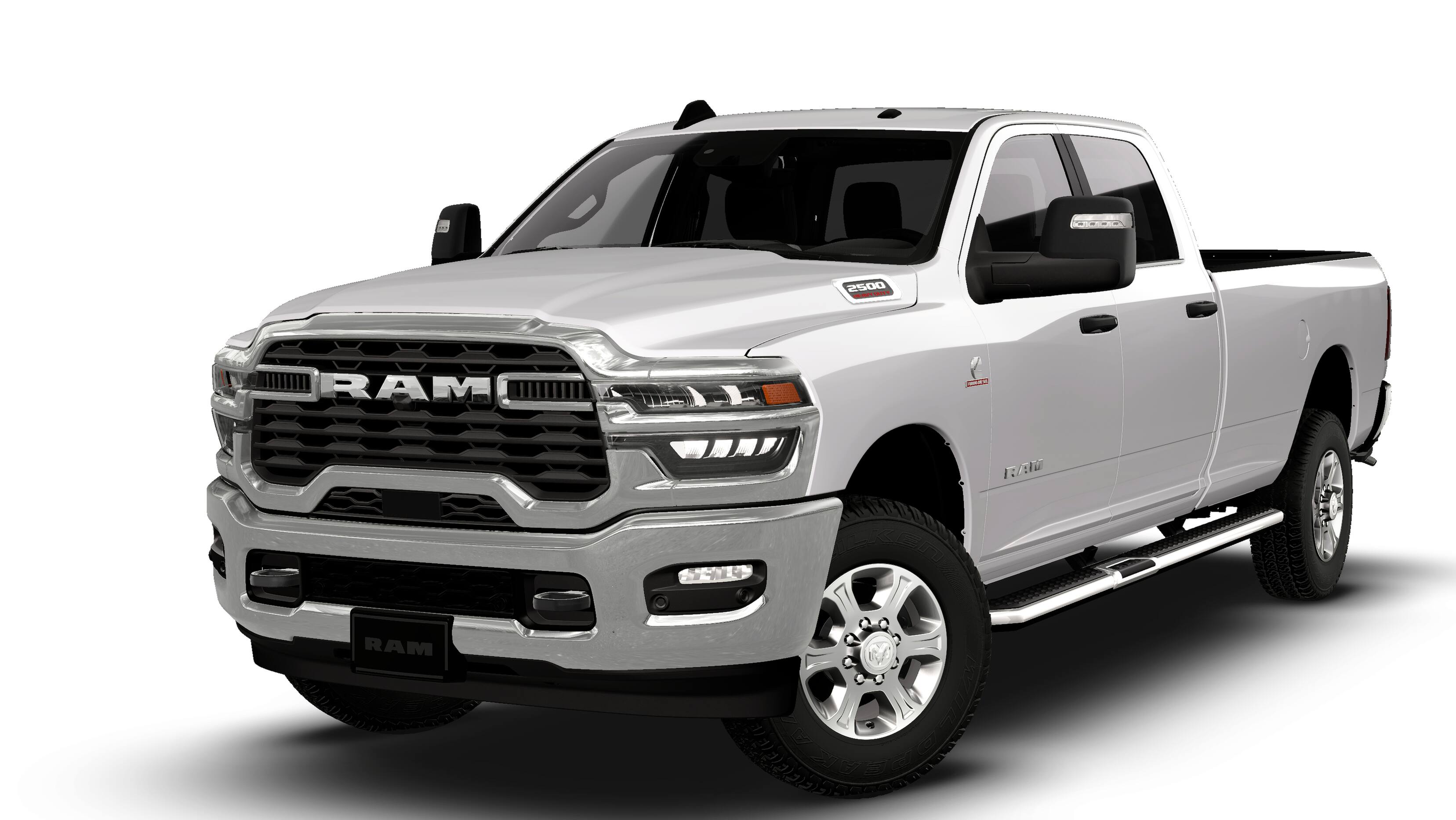 2026 RAM Ram 2500 RAM 2500 BIG HORN CREW CAB 4X4 8' BOX in Bright White Clear-Coat Exterior Paint — front three-quarter view