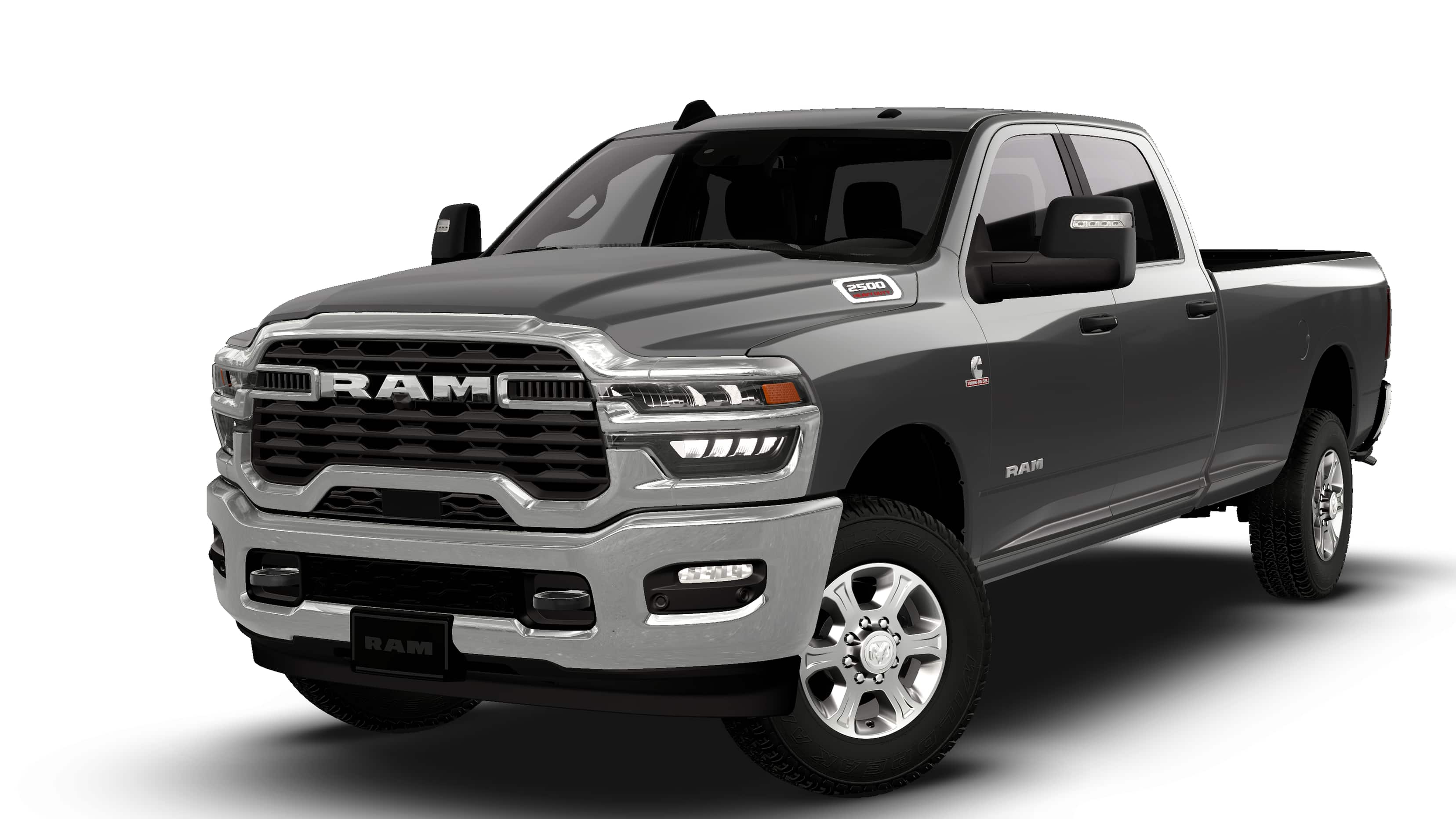 2026 RAM Ram 2500 RAM 2500 BIG HORN CREW CAB 4X4 8' BOX in Granite Crystal Metallic Clear-Coat Exterior Paint — front three-quarter view